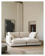 Gala 3-seater sofa with double chaise longue, Beige Chenille fabric