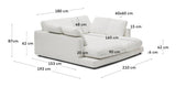 Gala 3-seater sofa with double chaise longue, White Chenille fabric