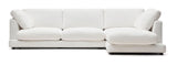 Gala 4-seater sofa with chaise longue on right side, White Chenille fabric