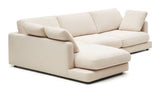 Gala 4-seater sofa with chaise longue on the left side, Beige Chenille fabric