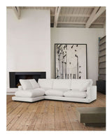 Gala 4-seater sofa with chaise longue on the left side, White Chenille fabric