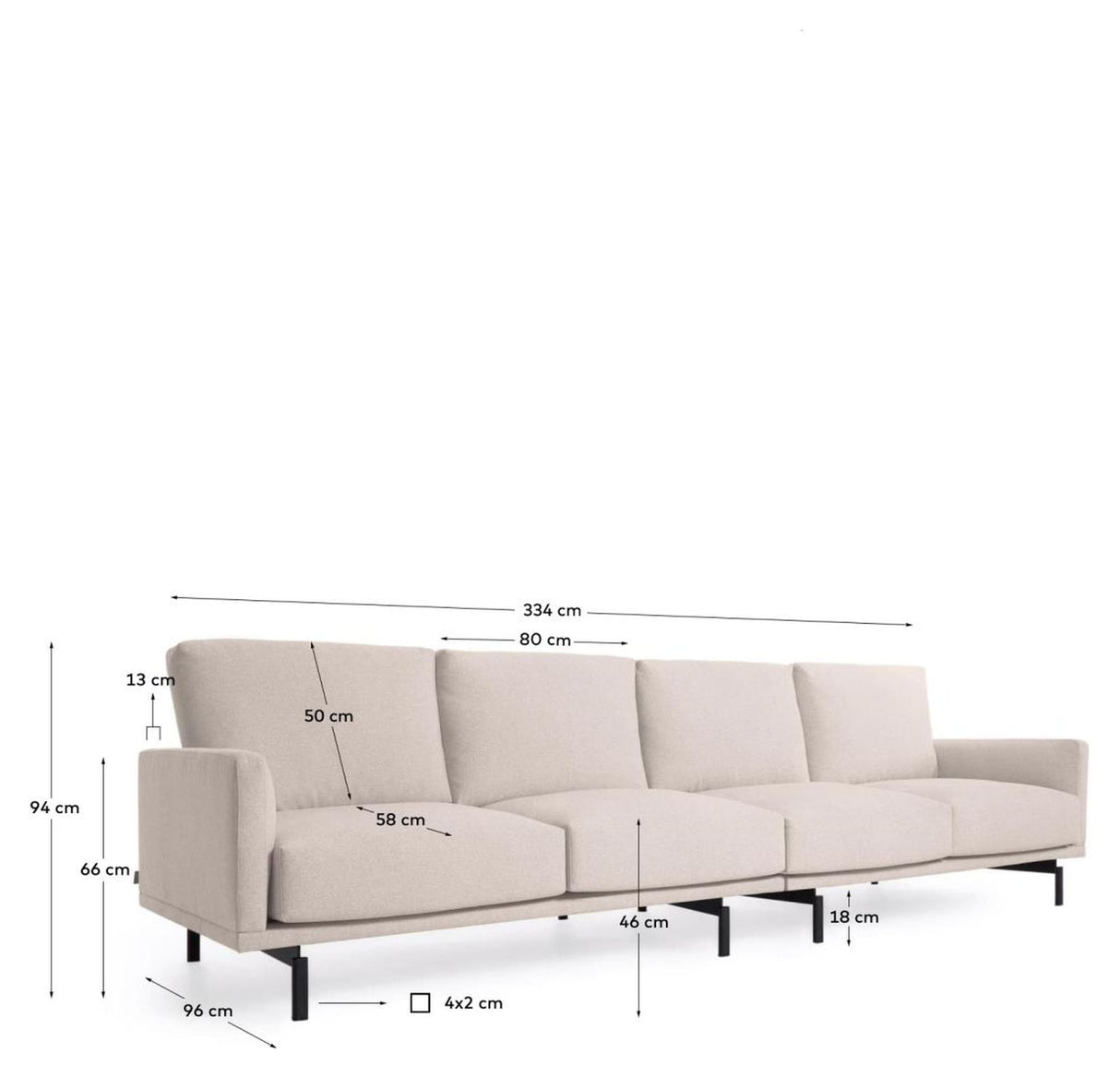 Galene 4-pers. Sofa, B334, Beige chenille