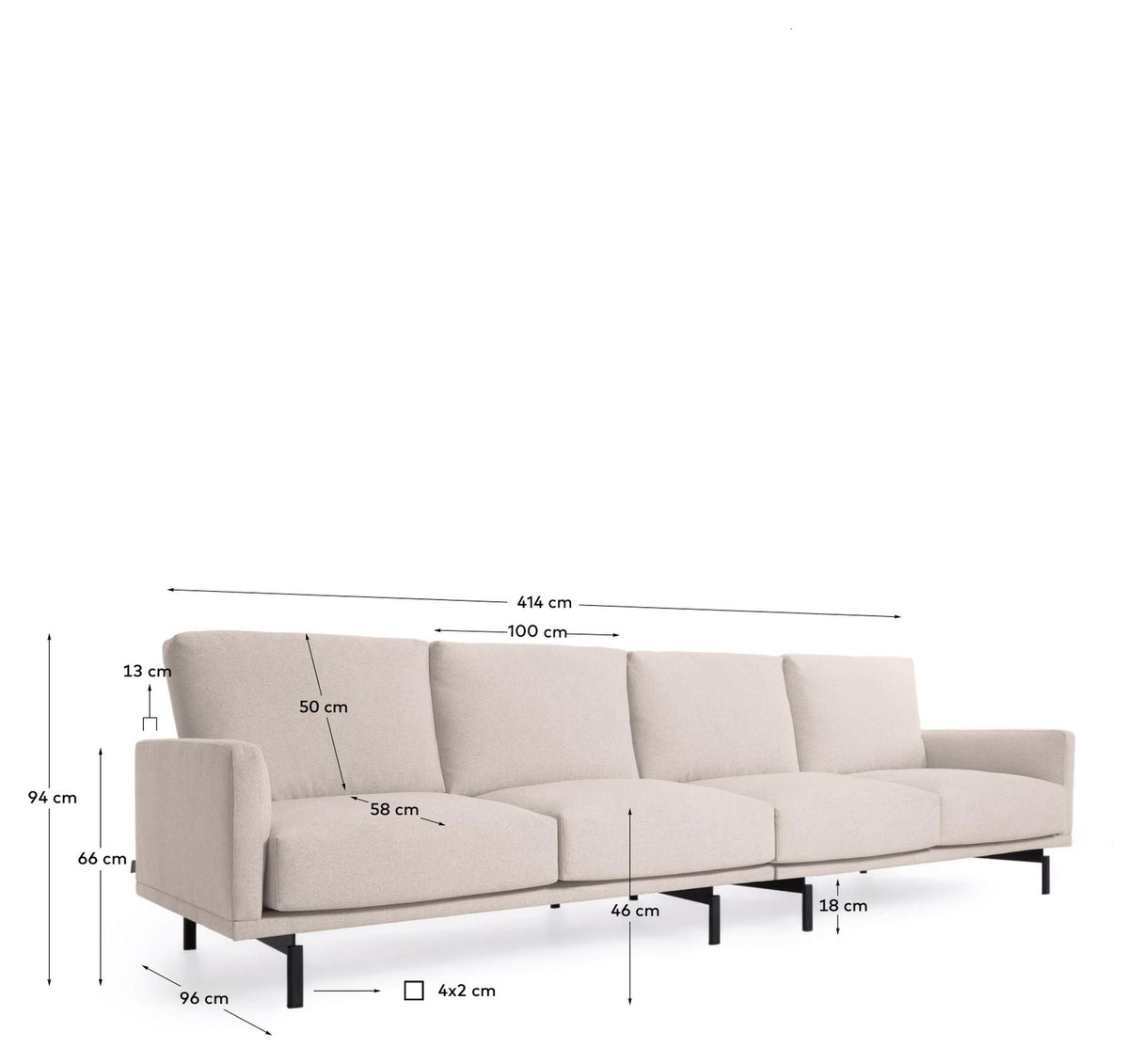 Galene 4-pers. Sofa, B424, Beige chenille