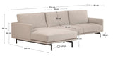 Galene 4-seater sofa with left chaise longue - Beige