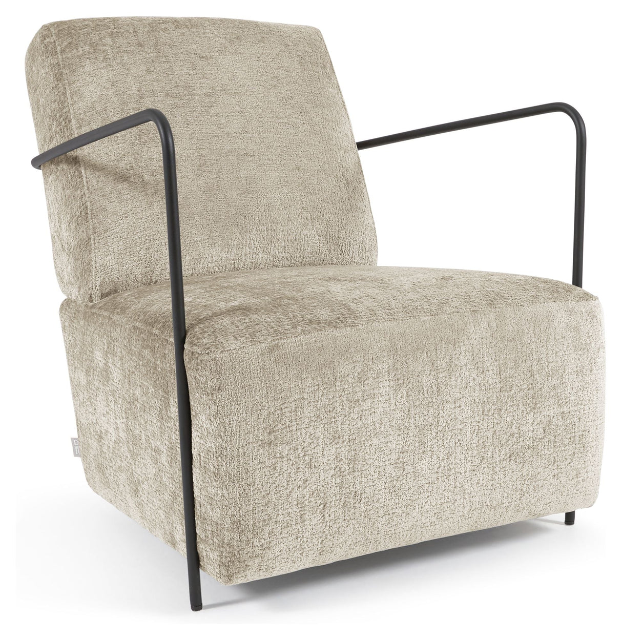 Gamer Lounge Chair, Beige chenille/Black metal