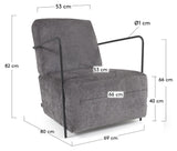 Gamer Lounge Chair, Gray Chenille/Black Metal