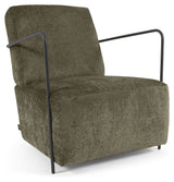 Gamer Lounge Chair, Green chenille/Black metal