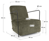 Gamer Lounge Chair, Green chenille/Black metal