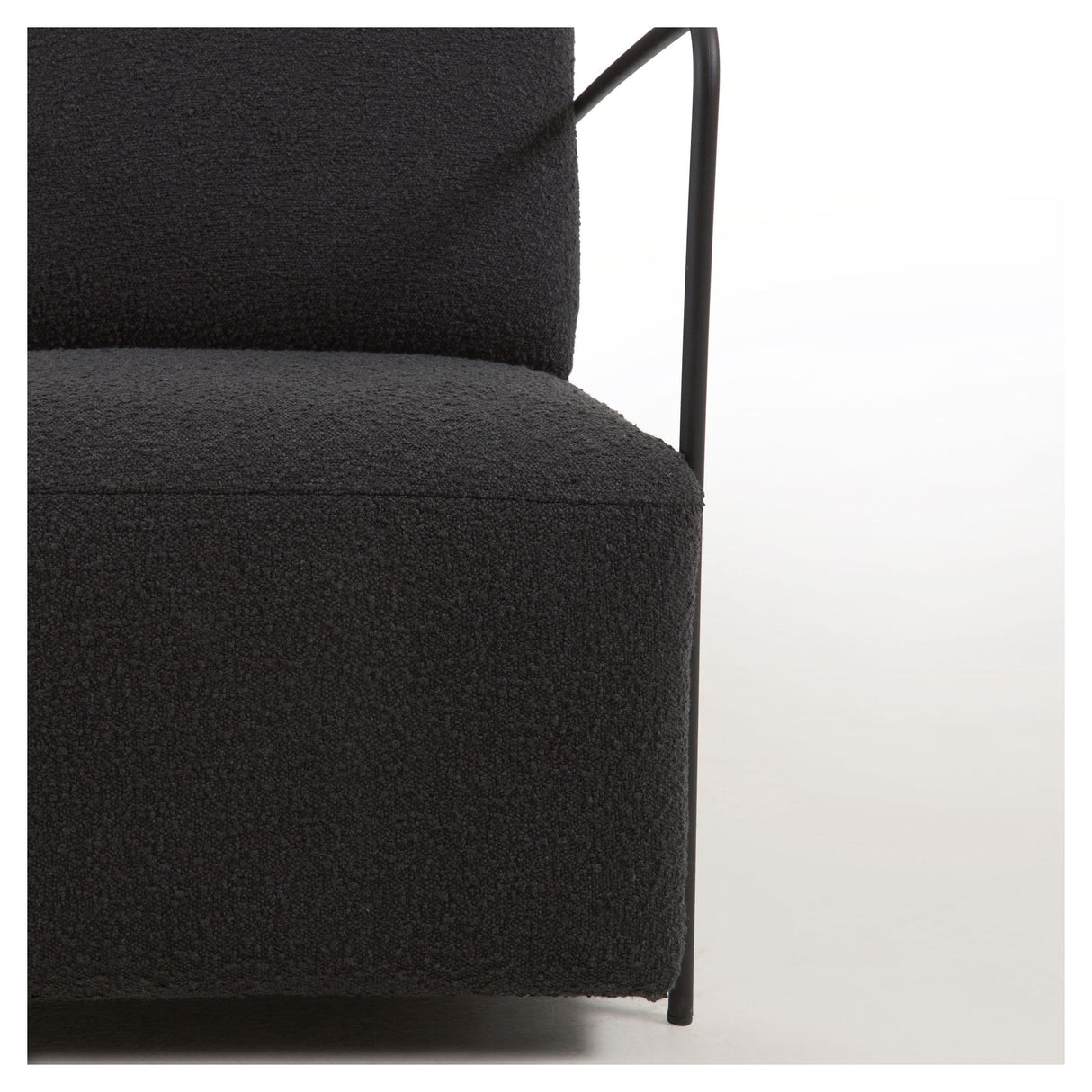 Gamer Lounge Chair, Black lambskin look/Black metal