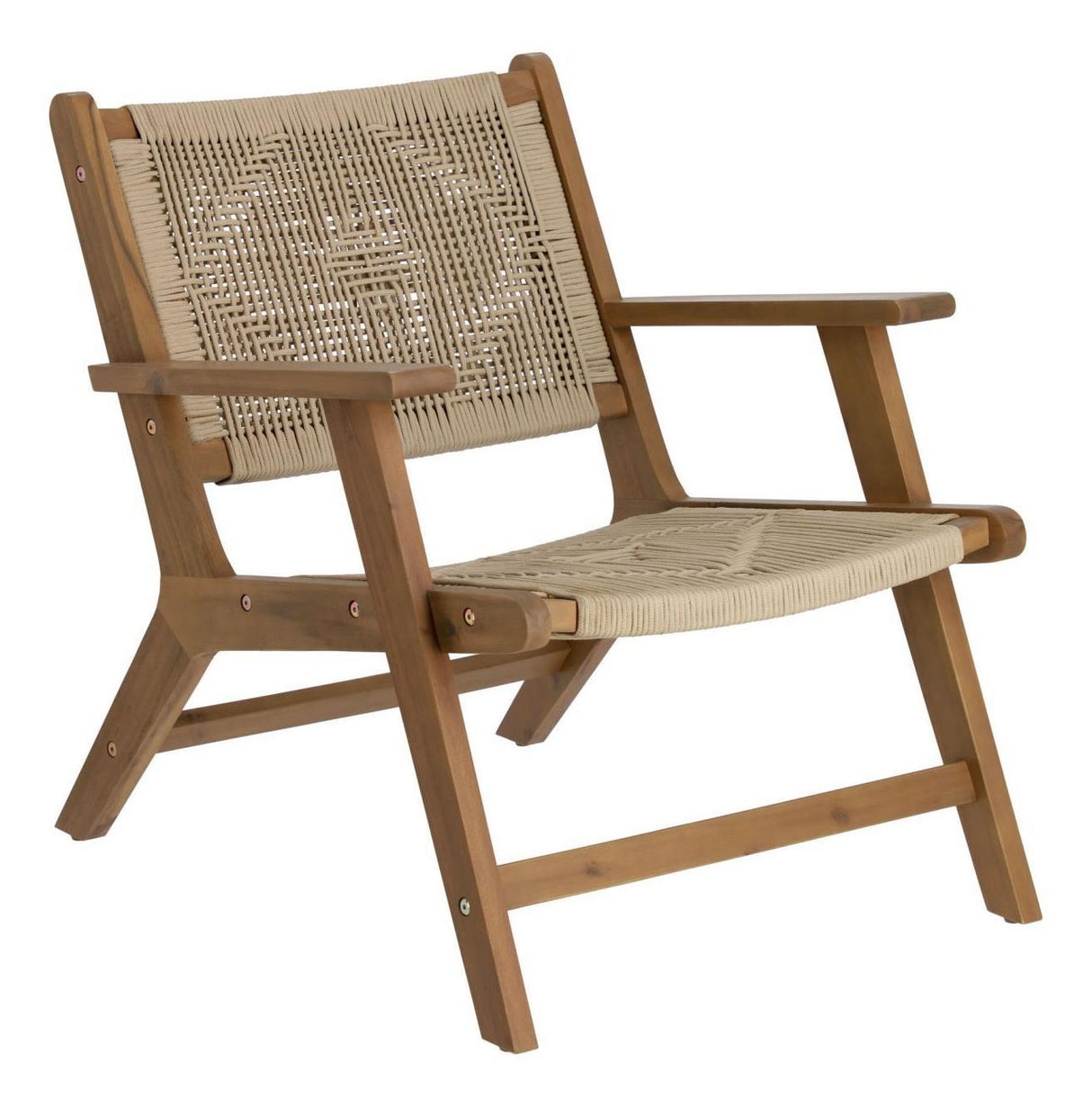 Geralda Lounge Chair, Dark stained Acacia/Polyrattan braid