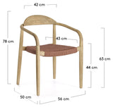 Glynis Dining chair with armrests, Terracotta rope