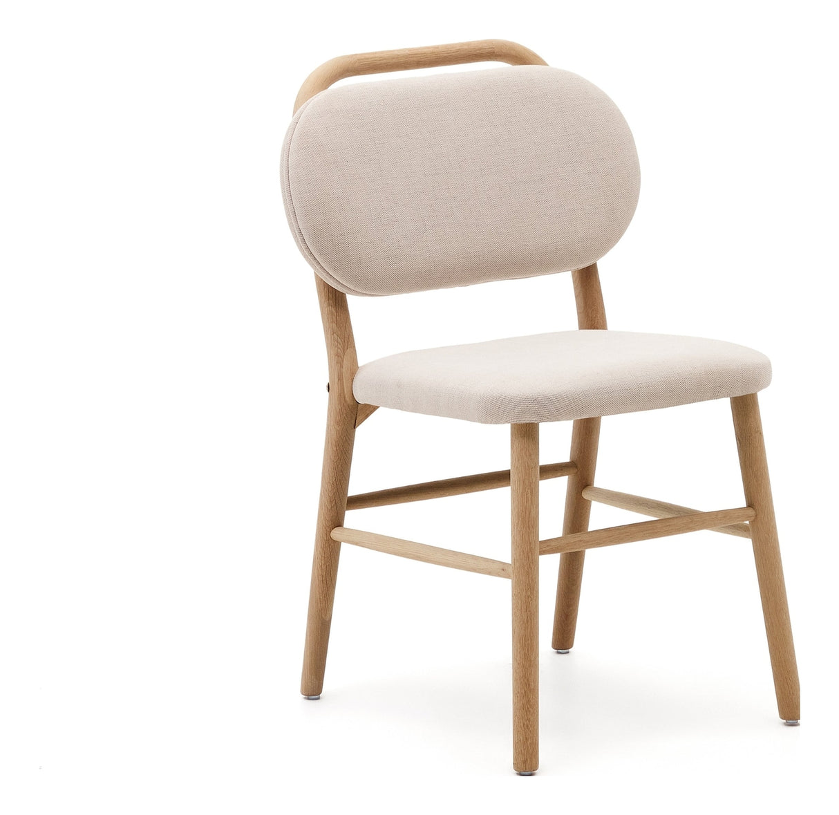 Helda Dining Chair, Beige Chenille and Solid Oak