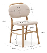 Helda Dining Chair, Beige Chenille and Solid Oak