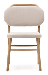 Helda Dining Chair, Beige Chenille and Solid Oak