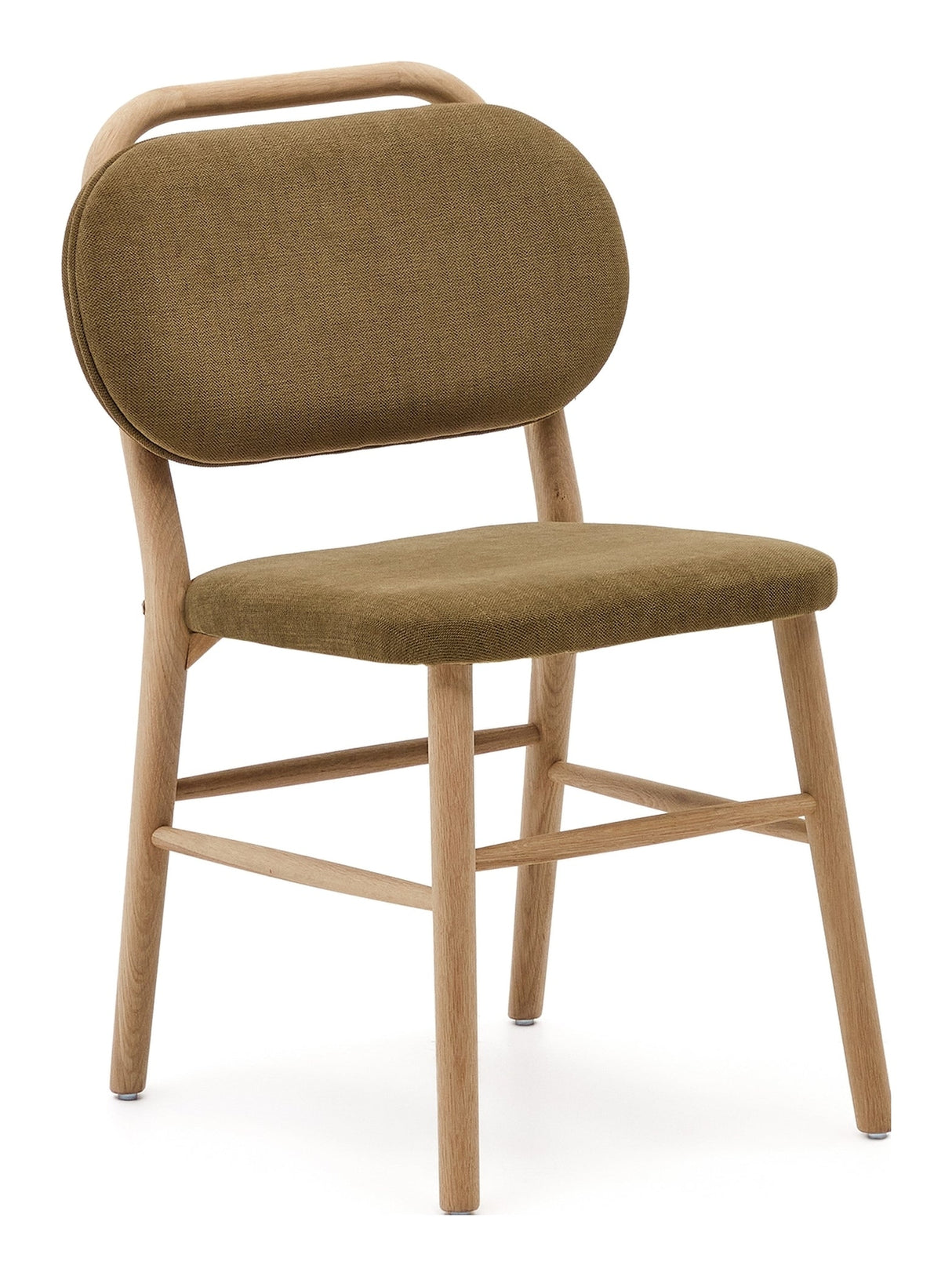 Helda Dining Chair, Green Chenille and Solid Oak