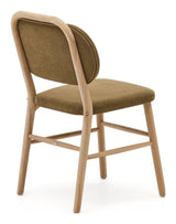 Helda Dining Chair, Green Chenille and Solid Oak