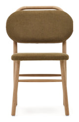 Helda Dining Chair, Green Chenille and Solid Oak