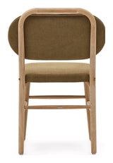 Helda Dining Chair, Green Chenille and Solid Oak