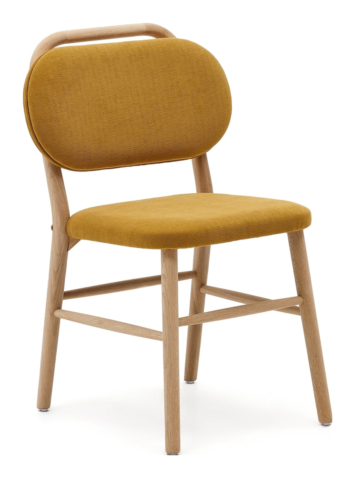 Helda Dining Chair, Yellow Chenille and Solid Oak