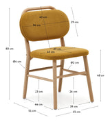 Helda Dining Chair, Yellow Chenille and Solid Oak