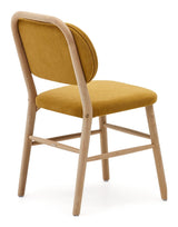 Helda Dining Chair, Yellow Chenille and Solid Oak