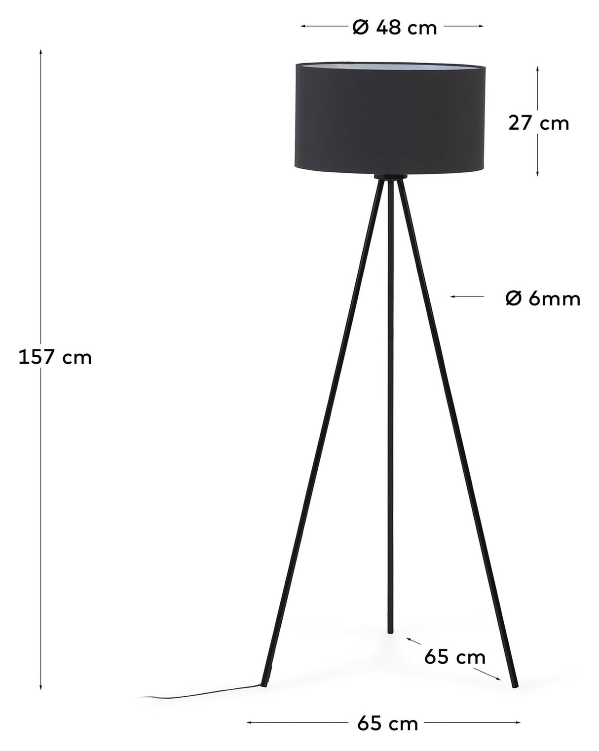 Ikia Floor lamp with 3 legs, Black metal