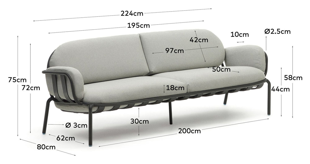 Joncol's 3-pers. Lounge bed, Light gray