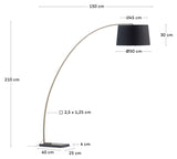 Juhe Floor Lamp, Gold Metal/Black Marble