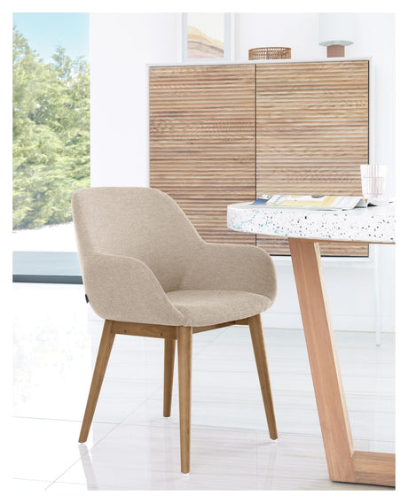 Konna Dining chair, Beige chenille/Ask