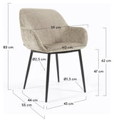 Konna Dining chair, Beige chenille/Black steel legs