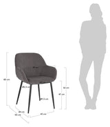 Konna Dining Chair, Dark Gray Velvet