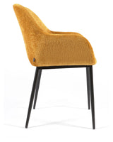 Konna Dining chair, Yellow chenille/Black steel leg