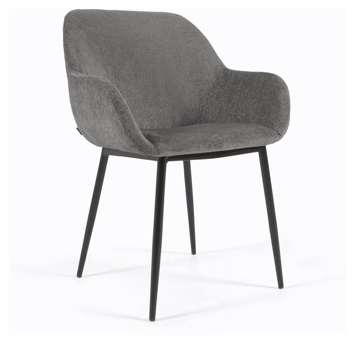 Konna Dining chair, Dark gray chenille/Black steel legs