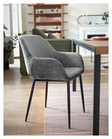 Konna Dining chair, Dark gray chenille/Black steel legs