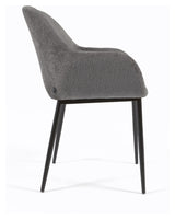 Konna Dining chair, Dark gray chenille/Black steel legs