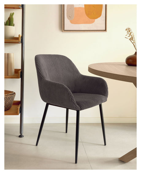 Konna Dining Chair, Dark Gray Velvet