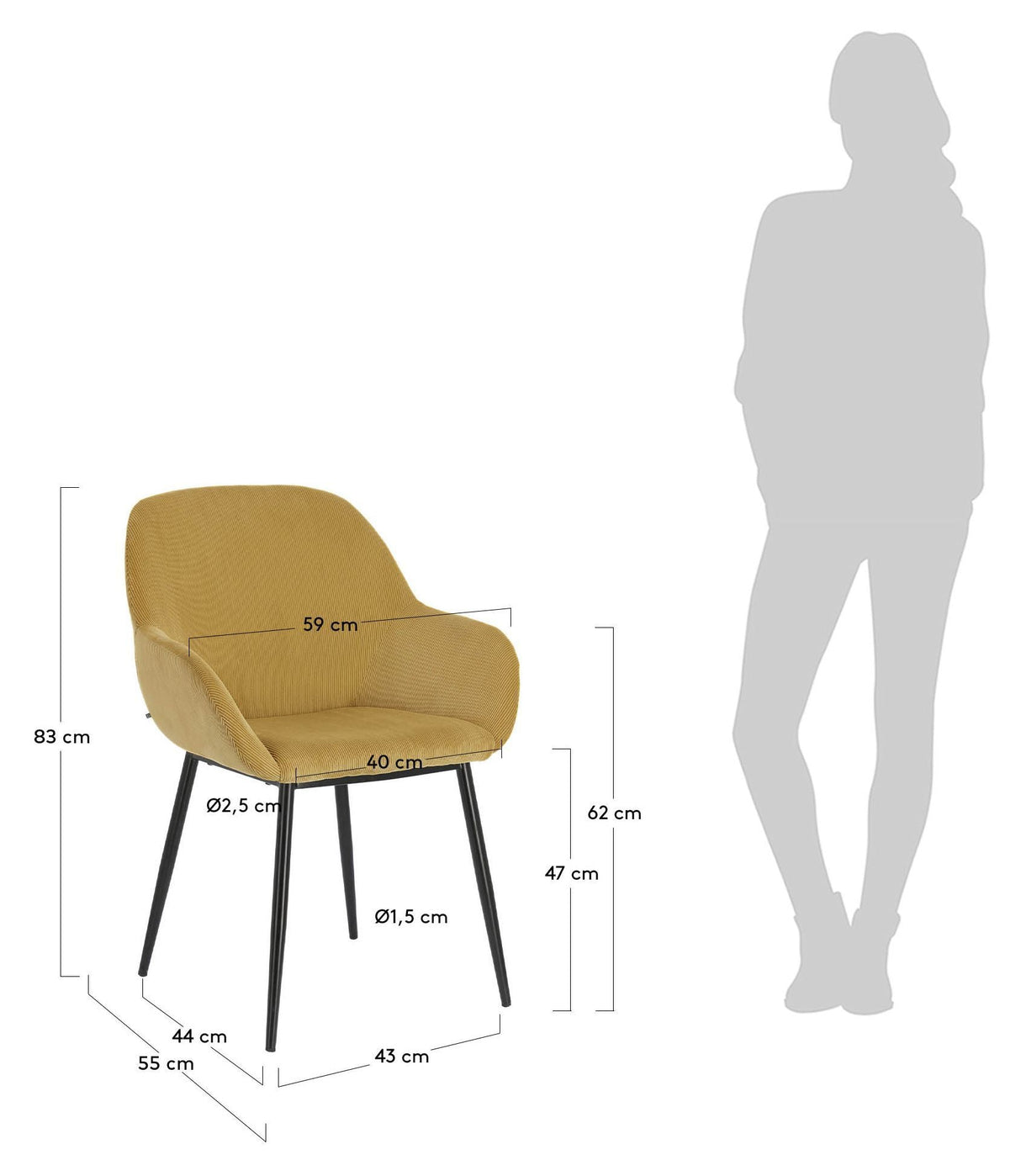 Konna Dining chair, Mustard Velvet