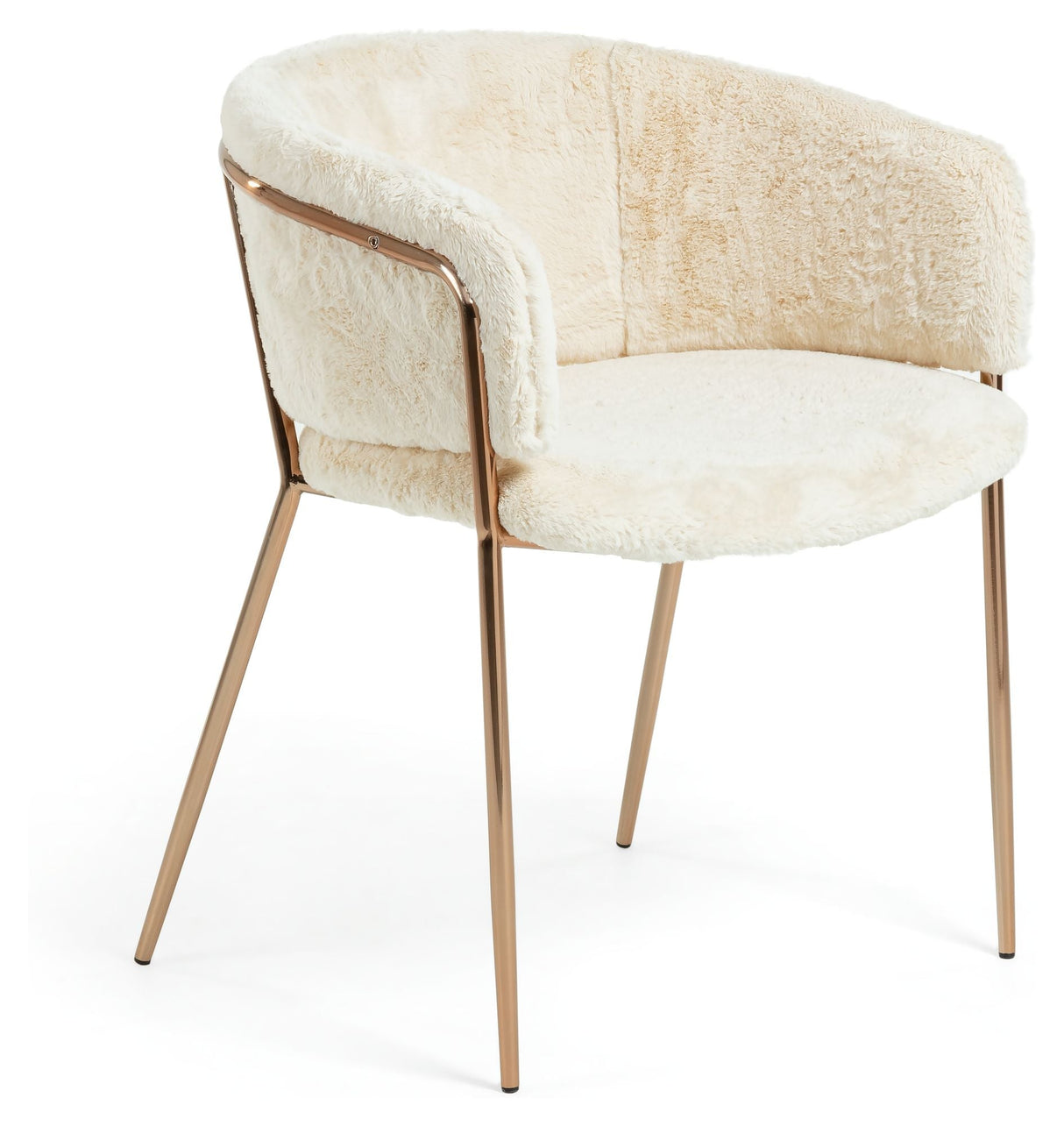 Konnie Dining Chair, White Teddy/Copper