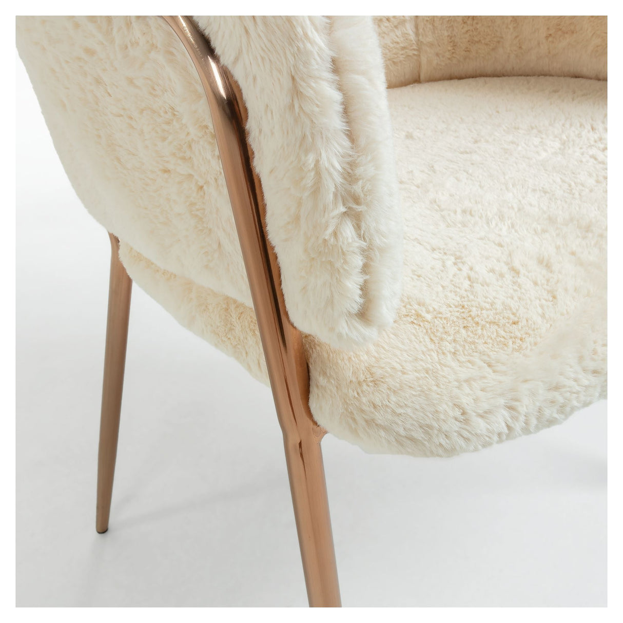 Konnie Dining Chair, White Teddy/Copper