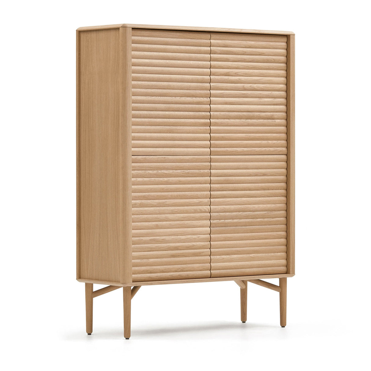 Lenon High sideboard in solid wood and oak veneer