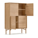 Lenon High sideboard in solid wood and oak veneer