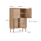 Lenon High sideboard in solid wood and oak veneer