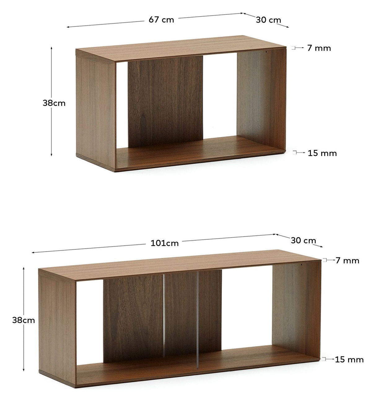 Litto Shelf set of 4 modules, Walnut define, 168x76