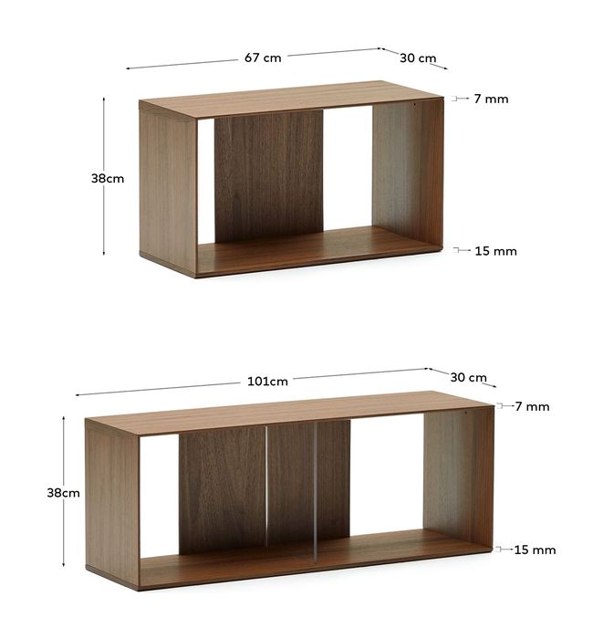 Litto Shelf set of 6 modules, Walnut define, 168x114