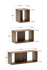 Litto Shelf set of 9 modules, Walnut define, 202x114