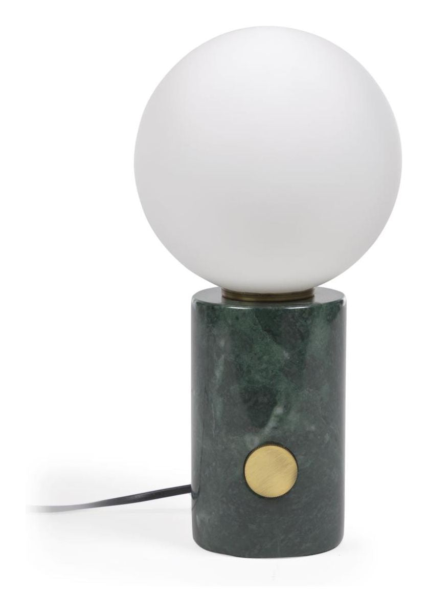 Lonela Table lamp with green marble base, White screen