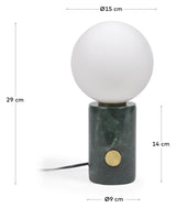 Lonela Table lamp with green marble base, White screen