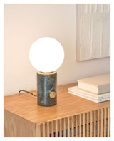 Lonela Table lamp with green marble base, White screen