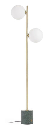 Lonela Floor lamp with green marble base, White shade