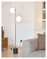 Lonela Floor lamp with green marble base, White shade